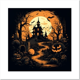 Halloween: Haunted House and Graveyard Posters and Art